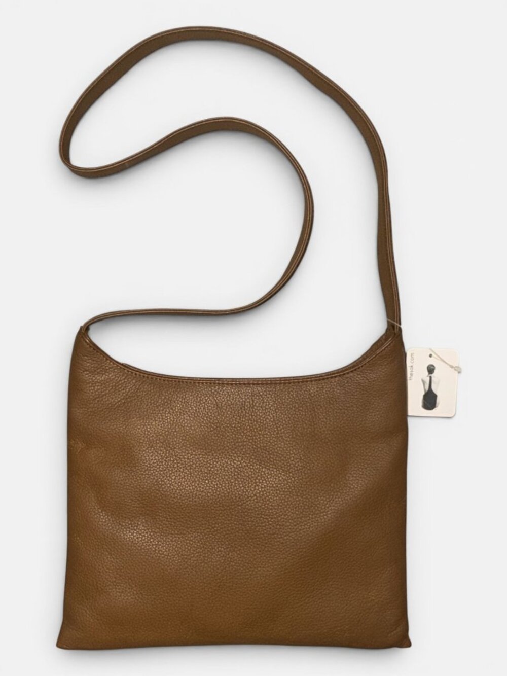 The Sak Slim Pack Brown Leather Shoulder Bag + Essential Crochet Zipper Pouch NW - Picture 4 of 10